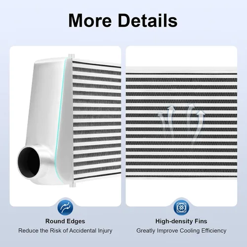 Vista 6 de Intercooler universal, kit de intercooler de ajuste universal, intercooler de aluminio de 1000 HP de entrada y salida de 3 pulgadas, núcleo de 4