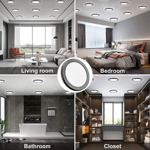Vista 8 de Luces de Techo de 7 Pulgadas Montaje al Ras Ultra Delgadas 0.63'' de Grosor Redondas Planas Lámparas de Techo 5000K Luz de Día LED Luz de Techo
