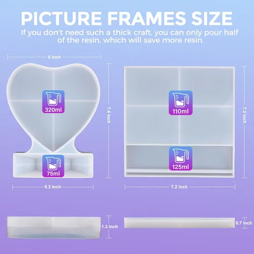 Vista 2 de LET'S RESIN Moldes de resina para marco de fotos, moldes de silicona grandes y únicos para marco de fotos, moldes epoxi en forma de rectángulo
