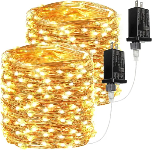 Vista 26 de Guirnalda de luces LED enchufables de 33 pies, impermeable, para exteriores e interiores, 8 modos con temporizador, luz de Navidad, decoración