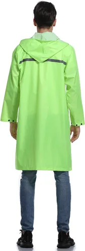 Vista 3 de Chaqueta de lluvia de seguridad larga con capucha para hombre, impermeable, poncho de emergencia