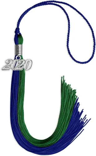Vista 257 de Endea Graduation Borla de doble color con gota de fecha plateada (negro/oro antiguo, 2025)
