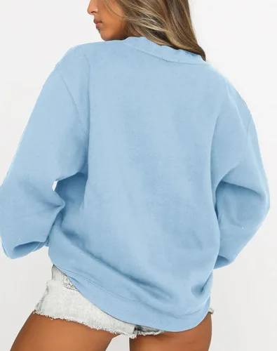 Vista 4 de Fanway&EC Sudadera de manga larga para mujer, casual, cuello redondo, sudadera con capucha de gran tamaño, para otoño