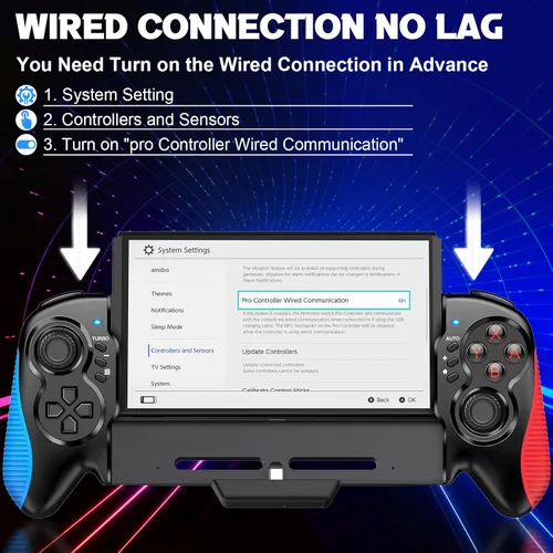 Vista 2 de Switch Controller Compatible for Nintendo SwitchOLED, One-Piece Joypad Controller Replacement for Nintendo Switch pro Controler,Ergonomic Design