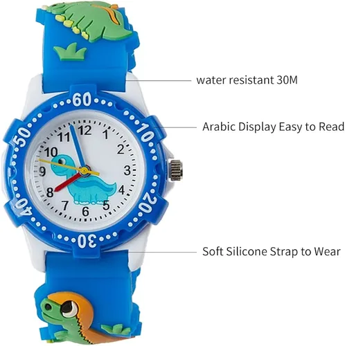 Vista 4 de Child's love Relojes para niños, relojes de dibujos animados 3D para uso diario, relojes impermeables para niños, regalos para niños de 3 a 12 años