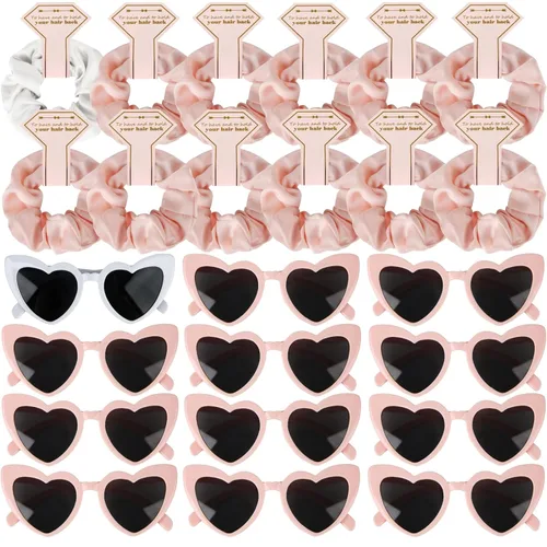 Vista 8 de Satin Bridesmaid Proposal Gifts Scrunchies Bachelorette HairTies Set of 12 sunglasses Bridal Shower No Damage Hair ties ideas Gift for Wedding Party