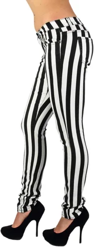 Vista 3 de Negro y Blanco Rayas Clásico Sexy Skinny & Bootcut Jeans Junior & Plus