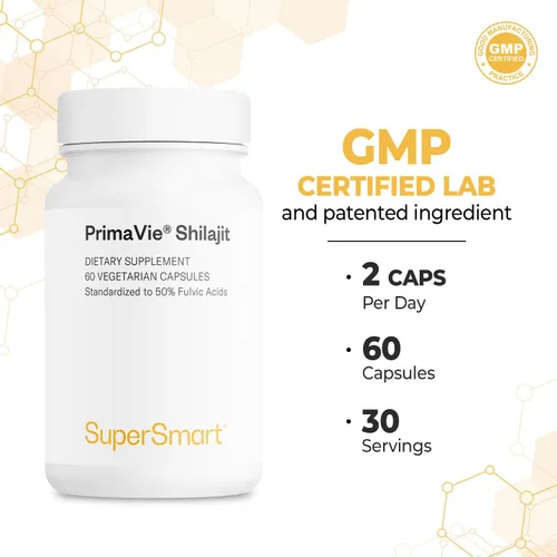 Vista 5 de Supersmart - Super Shilajit 500mg por día (alta potencia) - Suplemento PrimaVie Shilajit - Shilajit Himalaya, purificado y orgánico Sin OMG y sin