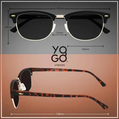 Vista 4 de Yogo Vision Lentes de sol polarizados para mujeres y hombres, semi sin montura retro, clásicas, de moda, 100% protección UV (paquete de 3)