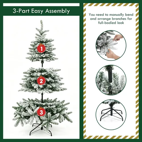 Vista 5 de Árbol de Navidad artificial flocado preiluminado de 7.5 pies