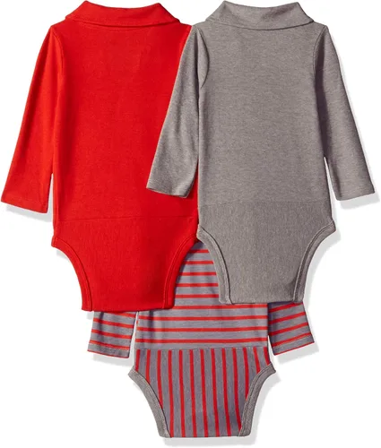 Vista 2 de Hanes Baby-Boys Ultimate Baby Flexy 3 Pack Long Sleeve Polo Bodysuits
