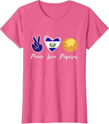 Vista 67 de Pupusas Lover Love Peace El Salvadaor Camiseta Comida Salvadoreña