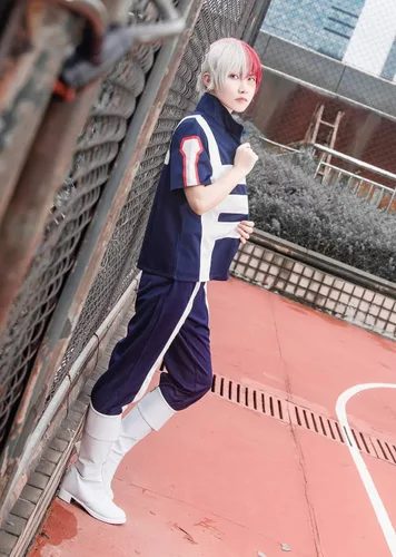 Vista 3 de CR ROLECOS BNHA MHA - Uniforme de gimnasio UA de entrenamiento para cosplay