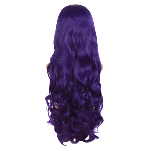 Vista 6 de Peluca MapofBeauty Lolita para disfraz, cabello largo, rizado, con coleta, Púrpura oscuro