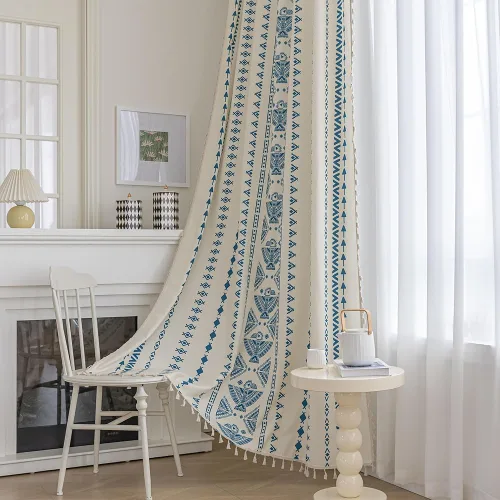 Vista 19 de Cortinas estampadas para sala de estar, artesanías populares, 54 pulgadas de largo, estilo indio, hippie, bohemio, con bolsillo para cortinero B2