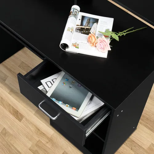 Vista 6 de Karl home Escritorio para ordenador de estudio y escritura, mesa para PC y portátil de madera para oficina en casa con estante de cajón, bandeja