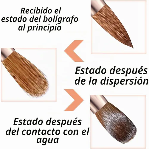 Vista 6 de Juego de cepillo de uñas de acrílico de 3 piezas, tamaño 8/10/14, cepillo acrílico profesional