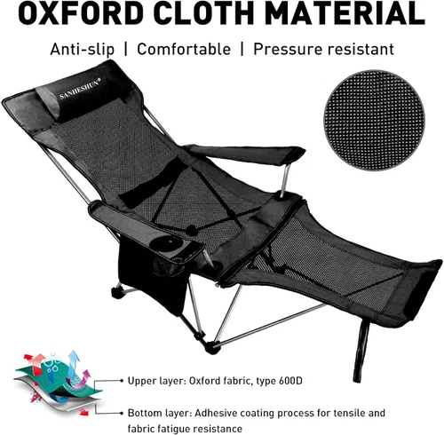 Vista 5 de Zero Gravity - Silla de camping reclinable con almohada acolchada, soporte para tazas, bolsillo de almacenamiento y bolsa de transporte, sillón