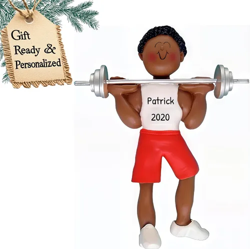 Vista 11 de Adornos de levantamiento de pesas personalizados para árbol de Navidad, adorno de entrenamiento, adorno de levantamiento de pesas, adorno de barra