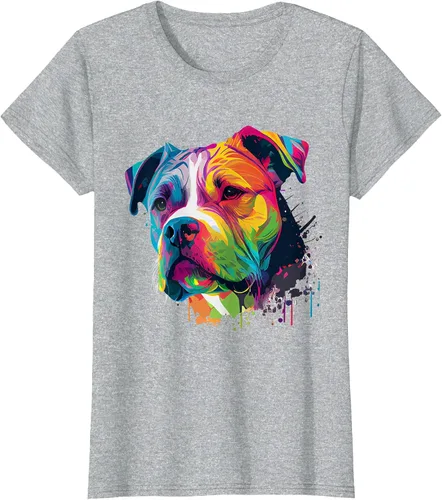 Vista 55 de Colorful American Bulldog American Bully Men Women T-Shirt Asphalt Grey