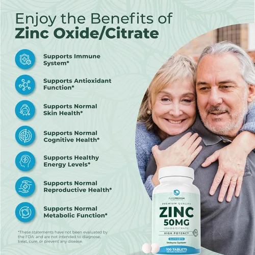 Vista 2 de PurePremium Zinc 50mg – Suplementos de zinc de apoyo inmunológico para hombres y mujeres – Vitamina citrato de zinc / óxido para adultos