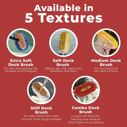 Vista 8 de Shurhold Classic Deck Brush – Boat Cleaning Brush with Wood Block, Rubber Bumper & Durable Bristle Design