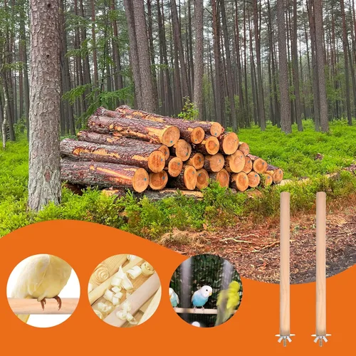 Vista 5 de 2 perchas para pájaros para jaula de madera para loros, percas de loro, juguetes de perca de madera con diferentes anchos, jaulas de pájaros