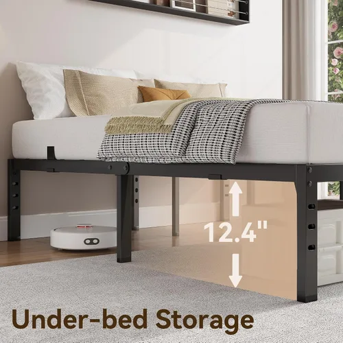 Vista 3 de Susalt - Base de cama metálica tamaño Queen, base de cama con plataforma de 14 pulgadas con espacio de almacenamiento, base de colchón