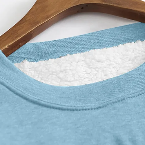 Vista 5 de Camisas cálidas con forro polar de invierno para mujer, estilo casual, color liso, raglán, manga larga, cuello redondo, camiseta térmica casual