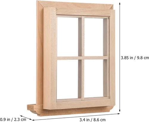 Vista 7 de Toyvian Casa de muñecas Ventanas de madera: 2 unids marco de ventana en miniatura 1 12 muebles de casa de muñecas pequeños marcos de madera adornos