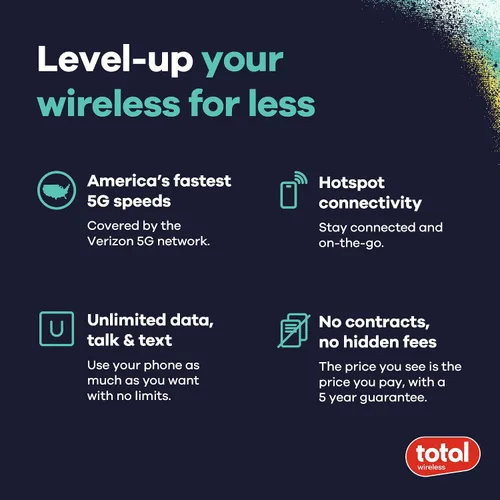 Vista 4 de Total Wireless Blu View 1 4G LTE Teléfono inteligente prepago (bloqueado) - Negro - 16GB - Tarjeta SIM incluida - CDMA