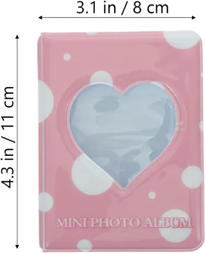 Vista 4 de Housoutil Kpop - 1 álbum de fotos de 3 pulgadas, mini álbum de fotos Kpop, soporte para tarjeta fotográfica Kpop, mini álbum de fotos con corazón