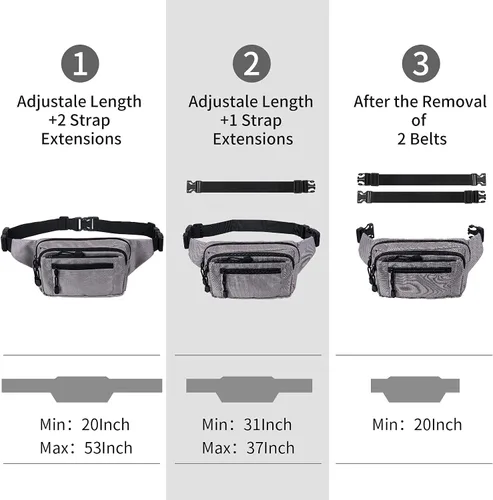 Vista 6 de Riñonera transparente aprobada por estadios para mujeres, para el trabajo, bolsa de cintura multiusos para viajes y eventos deportivos, 2 colores.