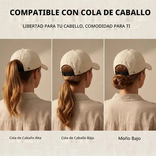 Vista 5 de Sombrero de sol de ala ancha para mujer, sombreros de pesca para senderismo con apertura de cola de caballo Marrón café
