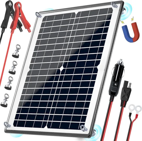 Vista 9 de POWOXI Cargador de Mantenimiento Solar Magnético de 10W 12V para Batería por Goteo, Controlador de Carga Inteligente MPPT Integrado, Cargador Solar