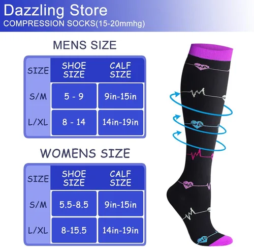 Vista 6 de WITHYOU Los calcetines de compresión de 15-20 mmHg son los mejores atléticos para hombres y mujeres, correr, vuelo, viajes, enfermeras embarazadas