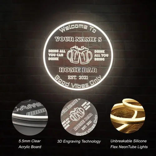 Vista 4 de Letreros de cerveza de neón personalizados, letreros de barra de neón personalizados, barra de nombre pesonalizada, letrero de luz LED