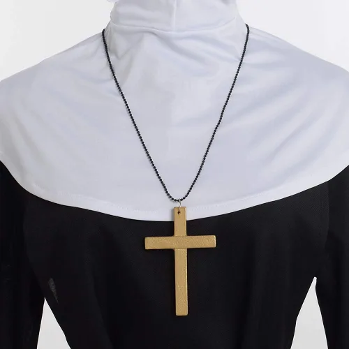 Vista 6 de BPURB Disfraz de monja para mujer para fiesta de Halloween Negro