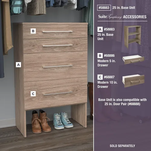 Vista 5 de Cubículo ClosetMaid SuiteSymphony de 25 x 6 pulgadas Gris natural