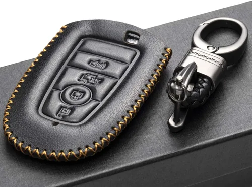 Vista 4 de Vitodeco Funda protectora de cuero para llavero inteligente compatible con Ford (modelos 2018 - 2026), 4 botones, color negro