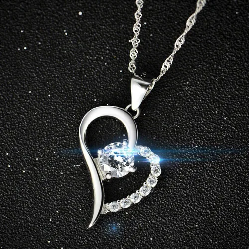 Vista 5 de YFN Collar de corazón de plata esterlina para mujer, regalos de cumpleaños para mamá, esposa, hija, novias