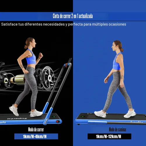 Vista 2 de Goplus 2 in 1 Folding Treadmill, 2.25HP Under Desk Electric Superfit Treadmill, Installation-Free with APP Control, Remote Control, Bluetooth