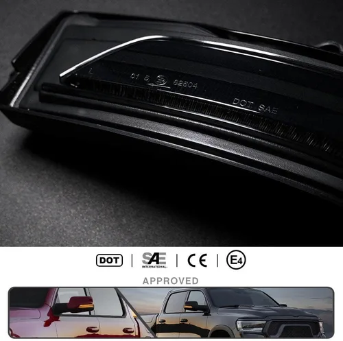 Vista 4 de 2 piezas de luces LED intermitentes secuenciales ámbar para espejo lateral para Dodge Ram 1500 2019-2024, indicador de intermitente, luz de señal