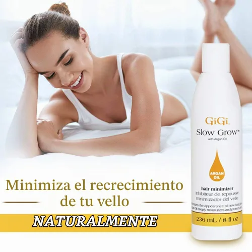 Vista 2 de Loción de crecimiento lento Gigi con aceite de argán, 8 oz Inhibidor del crecimiento
