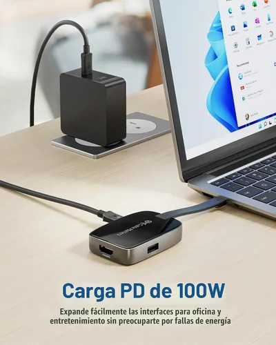 Vista 5 de Cable Matters Hub USB C 4 en 1, HDMI 4K a 60Hz, carga de 100 W