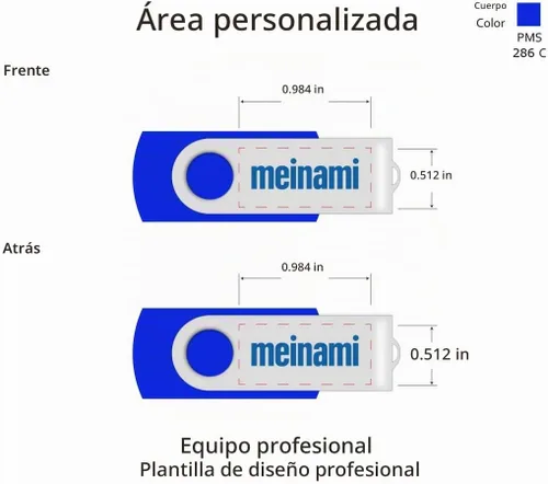 Vista 3 de Unidad flash USB personalizada en caja pulgar, memoria personalizada 128 MB, paquete de 25