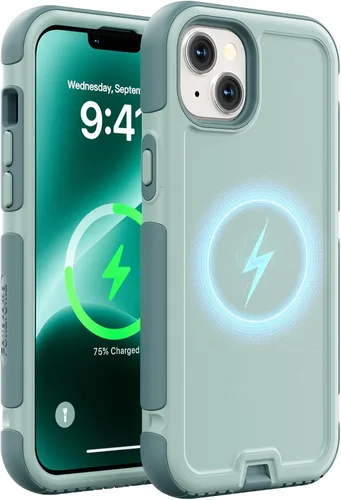 Vista 14 de Follaroma Funda para iPhone 14, compatible con MagSafe, resistente a prueba de golpes, protección anticaídas, cubierta magnética de doble capa