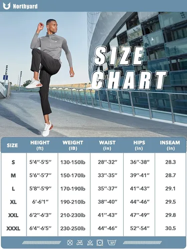 Vista 6 de NORTHYARD Men's Fleece Lined Pants Athletic Workout Running Joggers Winter Warm Wind Sweatpants for Active Gym Track Jogging