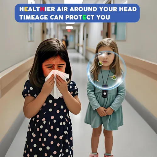 Vista 6 de Purificador de aire portátil, collar purificador de aire personal, mini ionizador de aire portátil elimina Pm2.5, polen, humo, polvo