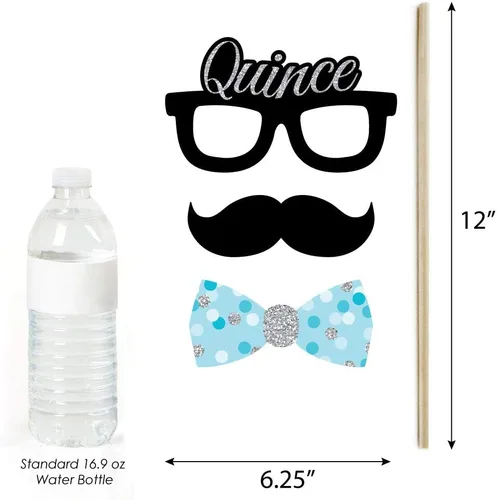 Vista 6 de Big Dot of Happiness Quinceanera Teal - Kit de accesorios para cabina de fotos para fiesta de cumpleaños de 15 años, 20